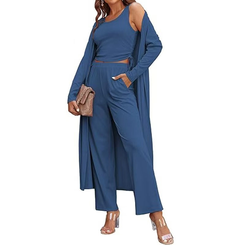 Women's 3-piece Casual Cardigan Vest Long-sleeve Suit