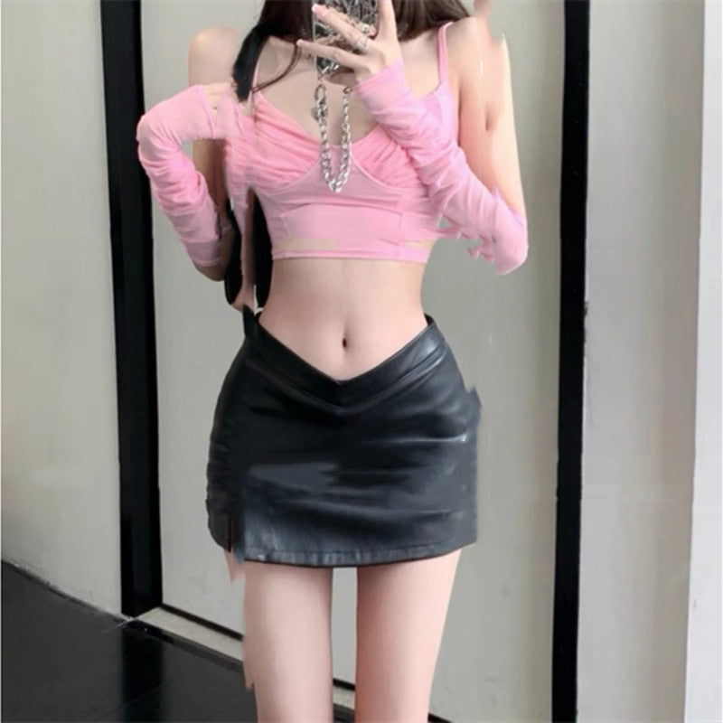 Slim High Waist Leather Skirt