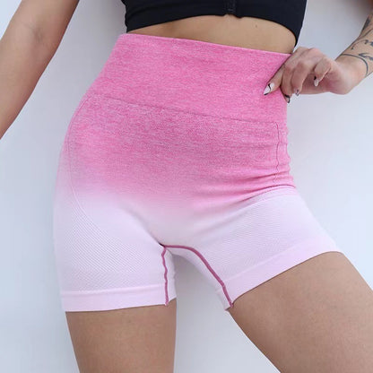 Gradient Seamless Shorts High Waist Breathable Tight Yoga Pants