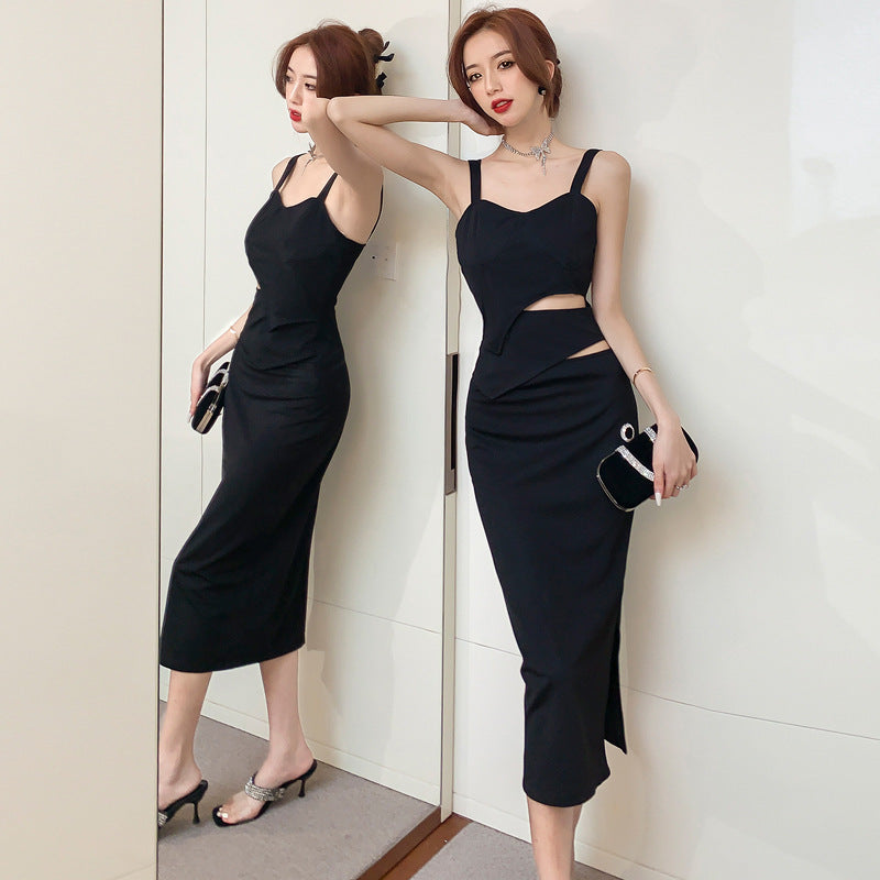 Hanging Strap Hollow Wrap Buttocks Dress For Women