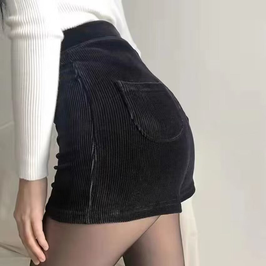 High Waist Wide Leg Corduroy Shorts