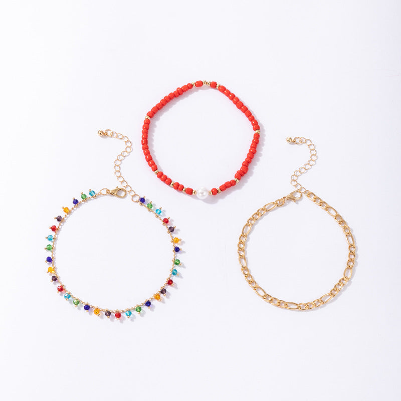 Docona Bohe Colorful Seed Beaded Foot Chains