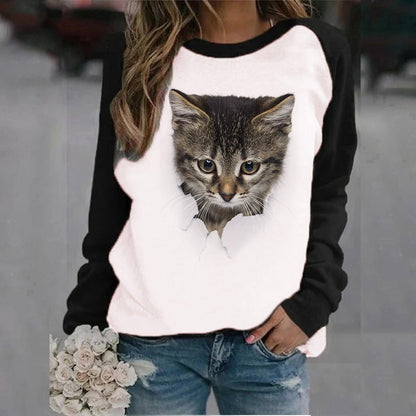 Animal Letter Printed Crew Neck Sweatshirt