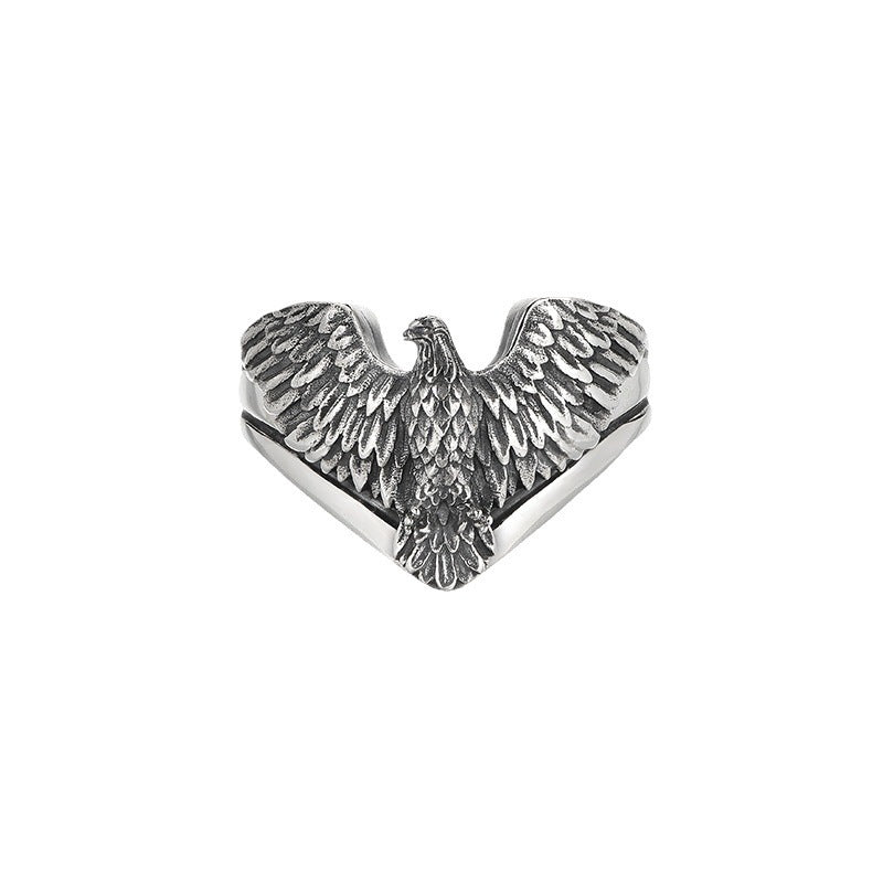 Boys Retro Unique Design Niche High Street Hip Hop Eagle Index Finger Ring