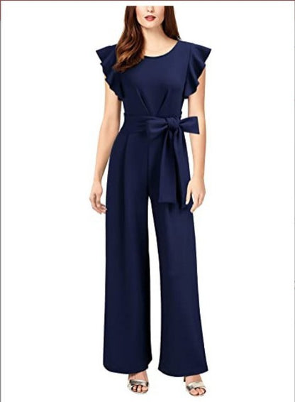 Sleeveless Ruffled Waist Wide Leg Jumpsuit