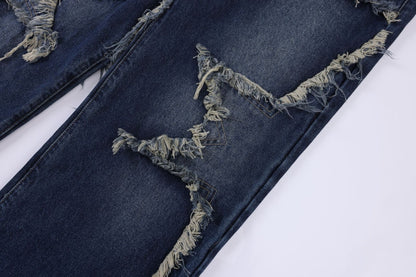 American-style Distressed Heavy Industry Straight Casual Jeans