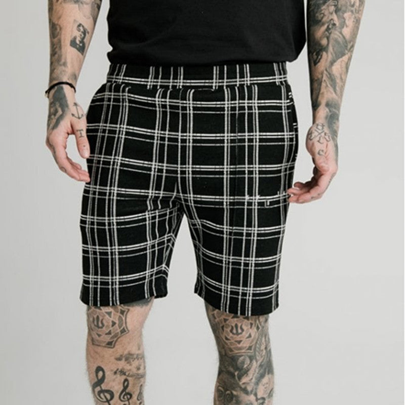 Summer Striped Casual Shorts Straight Leg Cropped Pants Men