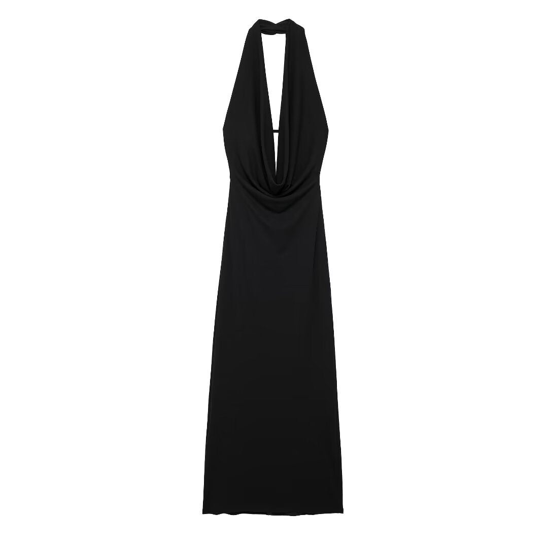 Women's Pleated Hanging Collar Dress