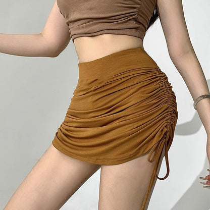 Fashion Drawstring Pleated Slim-fit Skirt