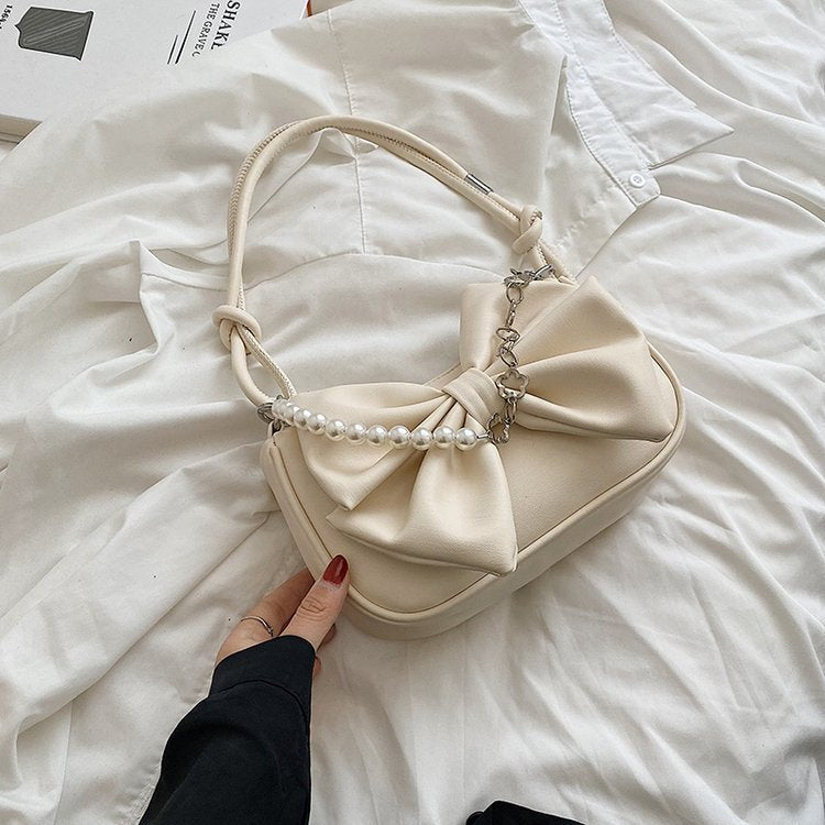 Niche Crossbody Texture Chain Bow Shoulder Bag