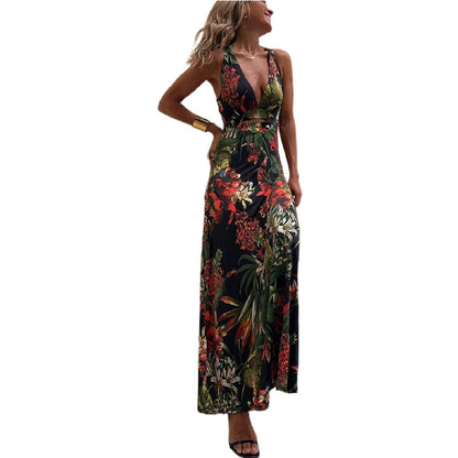 Printed Sling Holiday Dress Women's Dress